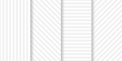 Subtle white stripes seamless pattern set vector