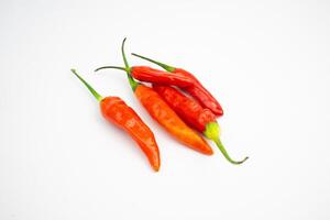 Red cayenne pepper. in Group. typical Indonesian. isolated on white background. photo