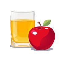 Full glass of yellow freshly and healthy squeezed apple juice isolated on white background. illustration in flat style with dietary drink. Summer clipart for card, banner, flyer, poster design vector