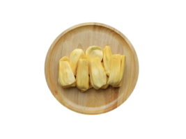 Top view of jackfruit pulp on wooden board. on transparent background png