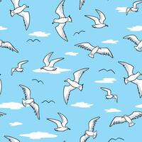 Seamless pattern with flying seagulls. vector