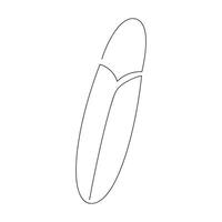 Surfboard in one continuous line. One line drawing, minimalism. vector