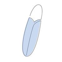 Surfboard in one continuous line in color. One line drawing, minimalism. vector
