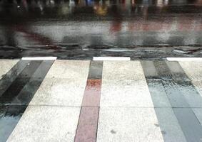 abstract background image of a wet city pavement during a rainy days. Blurred selective focus. photo