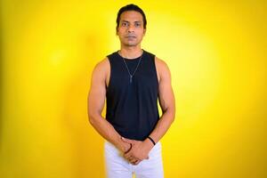 Smiling man posing in studio photo