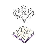 A line art stroke black and white icon of an open book vector