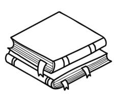 Stack of books with bookmarks. Outline doodle. Line hand drawing for design and decor vector