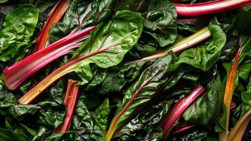 A heap of grilled Swiss chard with hints of charred edges photo