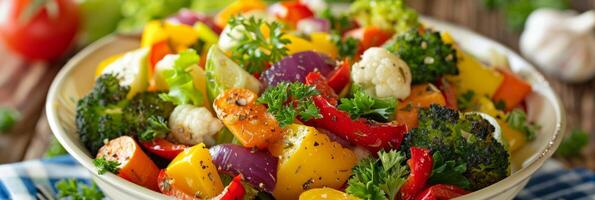 A bowl of avocado oil roasted mixed vegetables a tasty and nutritious side dish for any meal photo