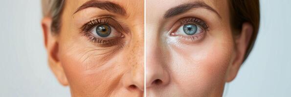 A sidebyside comparison of two women in their 40s one who regularly uses avocado oil in her skincare routine and one who does not demonstrating the difference in skin aging and photo