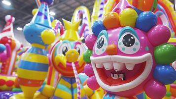 A carnivallike atmosphere with a variety of carnivalthemed 3D inflatable sculptures enticing visitors to interact and play photo
