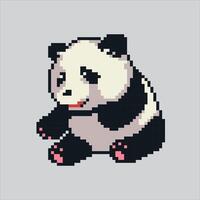 Pixel art illustration Panda. Pixelated Panda. Cute China Panda animal icon pixelated for the pixel art game and icon for website and game. old school retro. vector
