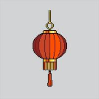 Pixel art illustration Red Lantern. Pixelated Chinese Red Lantern icon pixelated for the pixel art game and icon for website and game. old school retro. vector