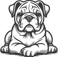 Line art French bulldog illustration. Ink style, cute animal for print linear silhouette. vector