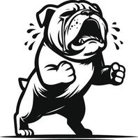 Standing on hind legs bulldog silhouette design. vector