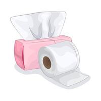 Illustration of tissue box and tissue roll vector