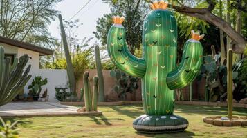 A jumbo inflatable cactus adds a quirky and fun element to your backyard oasis photo