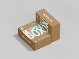 3D Square kraft box mock up cangeable color and background - Blank rectangle box Mockup template psd