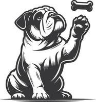 bulldog with Balancing a treat on the nose silhouette design. vector