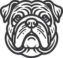 Line art French bulldog illustration. Ink style, cute animal for print linear silhouette. vector