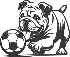 french bulldog Fetching a ball silhouette design. vector