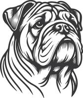 Line art French bulldog illustration. Ink style, cute animal for print linear silhouette. vector