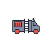 Fire truck icon. .Editable stroke.linear style sign for use web design,logo.Symbol illustration. vector