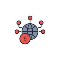 global dollar icon. .Editable stroke.linear style sign for use web design,logo.Symbol illustration. vector