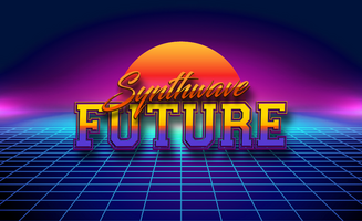 Synthvawe Retro Text Effect psd