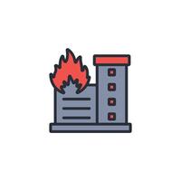 buildings fire icon. .Editable stroke.linear style sign for use web design,logo.Symbol illustration. vector