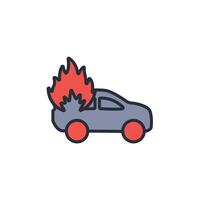 car fire icon. .Editable stroke.linear style sign for use web design,logo.Symbol illustration. vector