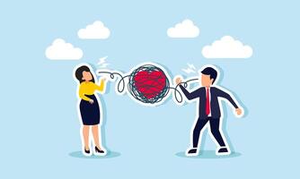 Relationship problems disagreements, divorce, conflicts, broken families, or marriage failures in complicated relations, concept of young couple fighting with relationship problem vector