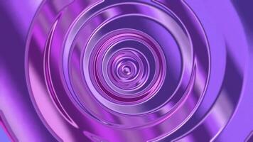 Stylish abstract background with a dynamic spiral pattern in purple and pink. Glossy, metallic chrome effect finish. Shiny hypnotic circle swirls. Looping modern vibrant animation. video
