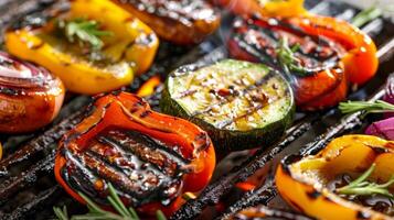 A simple and delicate marinade of avocado oil honey and garlic bringing out the natural flavors of grilled vegetables photo