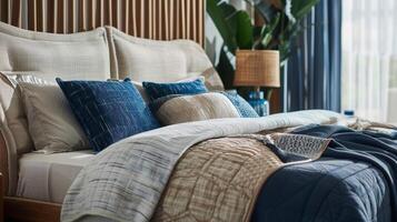 Dive into a peaceful slumber every night with this tranquil bed frame that incorporates elements of the ocean photo