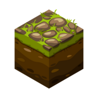 Game block Isometric Cubes, nature unending land and stone png