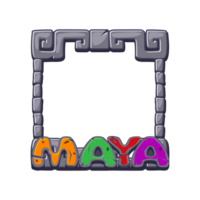 Maya Stone frame with stone text MAYA, Aztec carton game frame. Maya tribal symbols. Ancient granite frame design element. APP frame for your icons. png