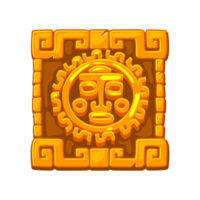 Maya symbol the sun in a stone frame. Aztec sun symbol for your 2D game or slots games png