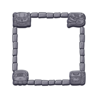 Maya Stone board, Aztec carton game frame. Maya tribal symbols. Ancient granite frame design element. UI object isolated. png