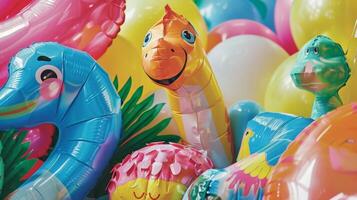 These inflatable party balloons will make your event truly pop Featuring unique designs of inflatable toys and objects theyre a fun and playful way to decorate for any occasion photo