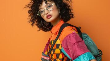 A modern take on the pack trend this inflatable waist bag features a unique shape and bold pattern perfect for a festival or day out in the city photo