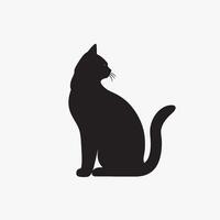 black silhouette of a cat simple illustration in white background vector