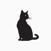 black silhouette of a cat simple illustration in white background vector