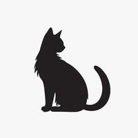 black silhouette of a cat simple illustration in white background vector