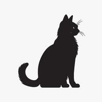 black silhouette of a cat simple illustration in white background vector