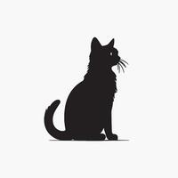 black silhouette of a cat simple illustration in white background vector