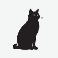 black silhouette of a cat simple illustration in white background vector