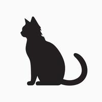 black silhouette of a cat simple illustration in white background vector