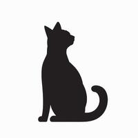 black silhouette of a cat simple illustration in white background vector
