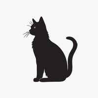 black silhouette of a cat simple illustration in white background vector